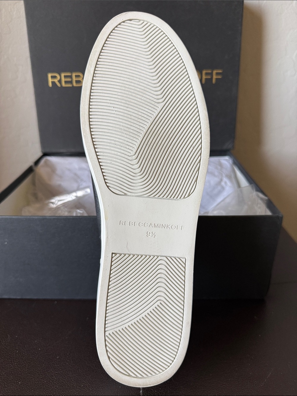 Rebecca Minkoff Black Leather Platform Slip-On Sneakers size 9.5 - Picture 2 of 5